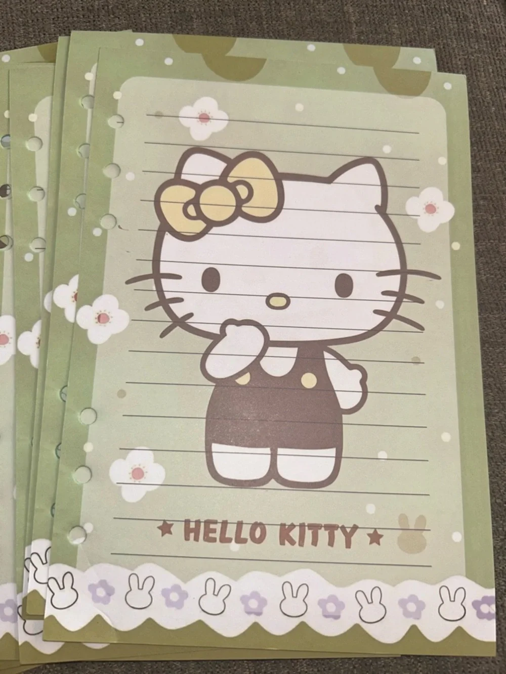 Hello Kitty Pastel Yellow Pink Blue Kids A5 Binder with Floral Inserts
